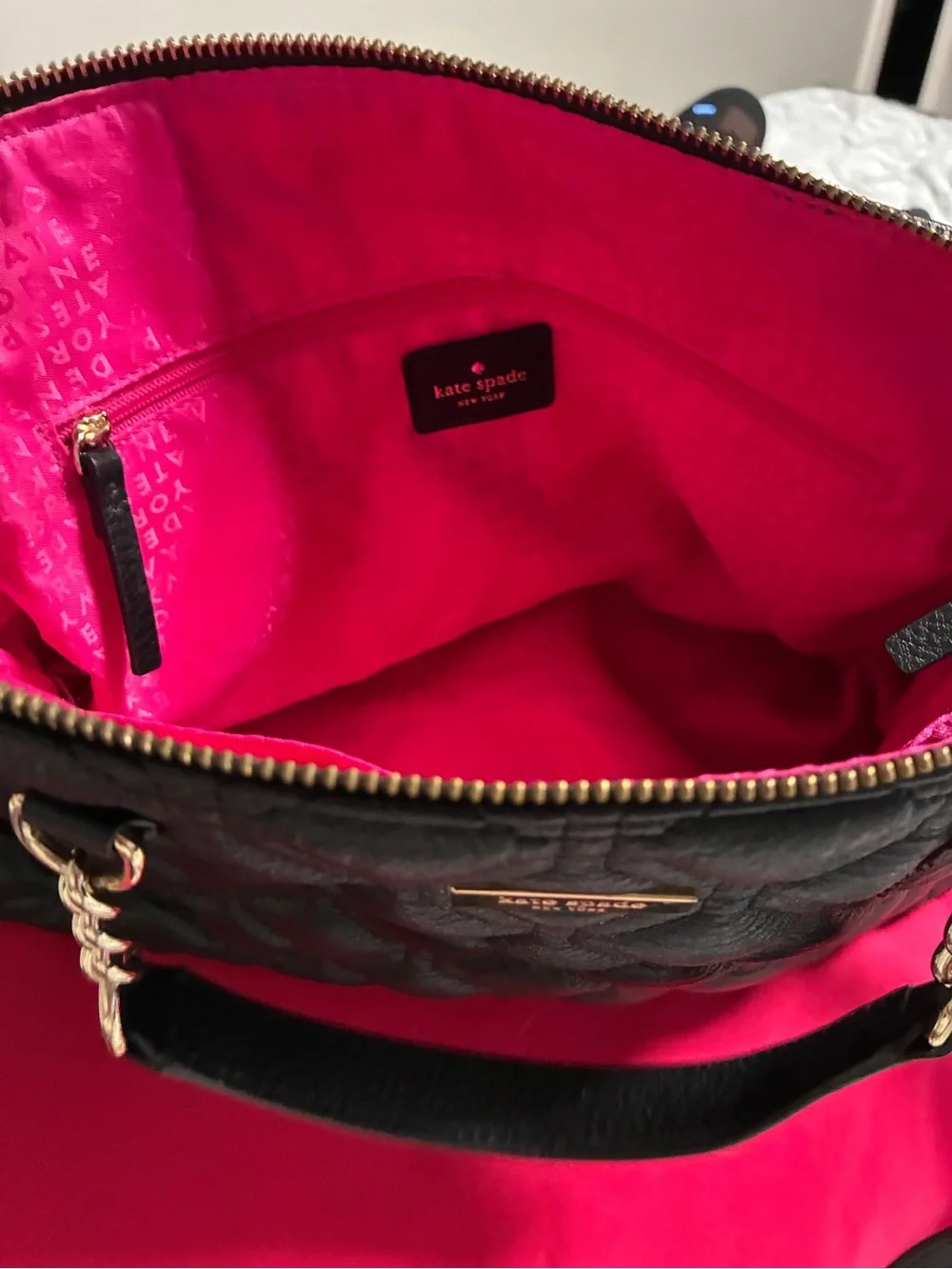 kate spade Black Quilted Leather Bag w/Gold Hardware